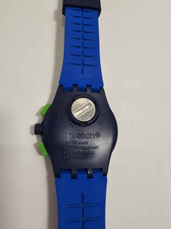 Swatch Navy Blue Sport Watch with Lime Green Accents main image 5